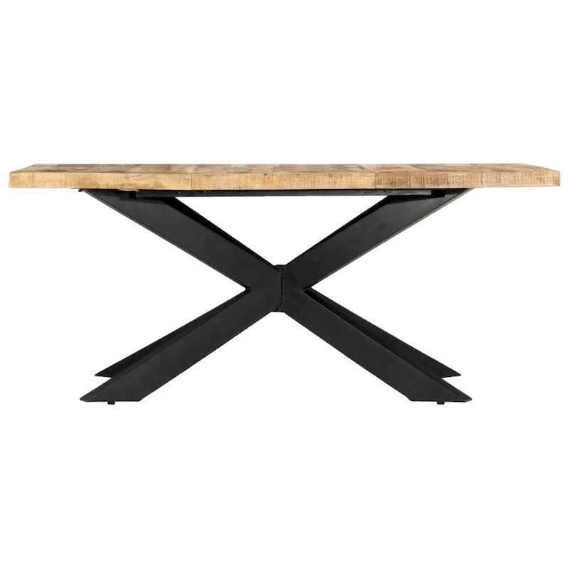 Solid Wood Dining Table with Steel Frame