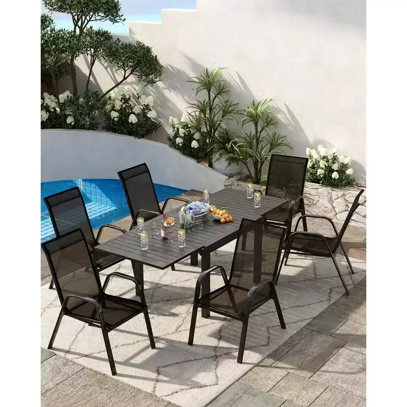GustoWave Patio Chairs Set of 4, Outdoor Stackable Dining Chairs for All Weather, Breathable Garden Outdoor Furniture for Backyard
