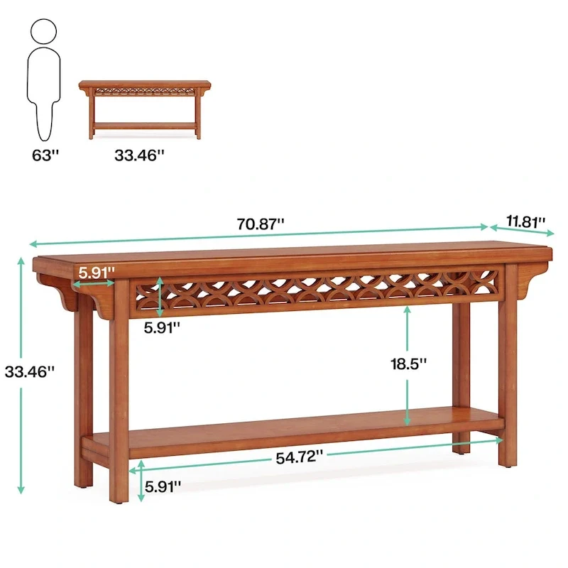 Solid Wood Sofa Table Narrow Long for Living Room Entryway