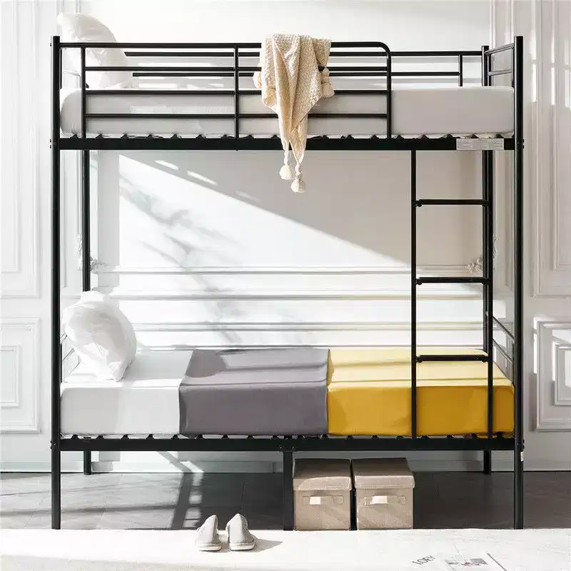 Karl Home White Twin Over Twin Bunk Bed for Kids/Adults with Stairs Flat Rungs