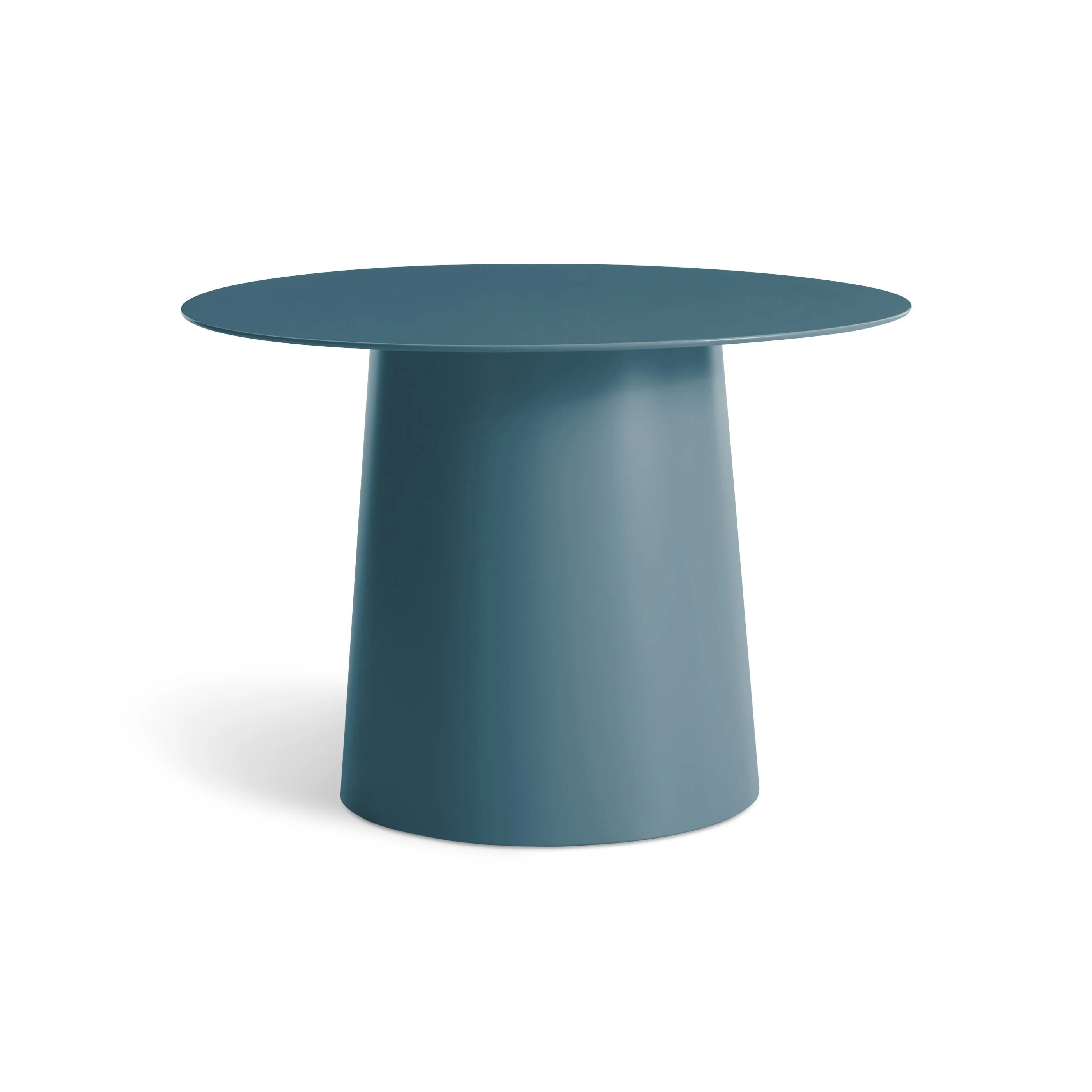Modern Marine Blue Metal End Table with Round Top for Living Room