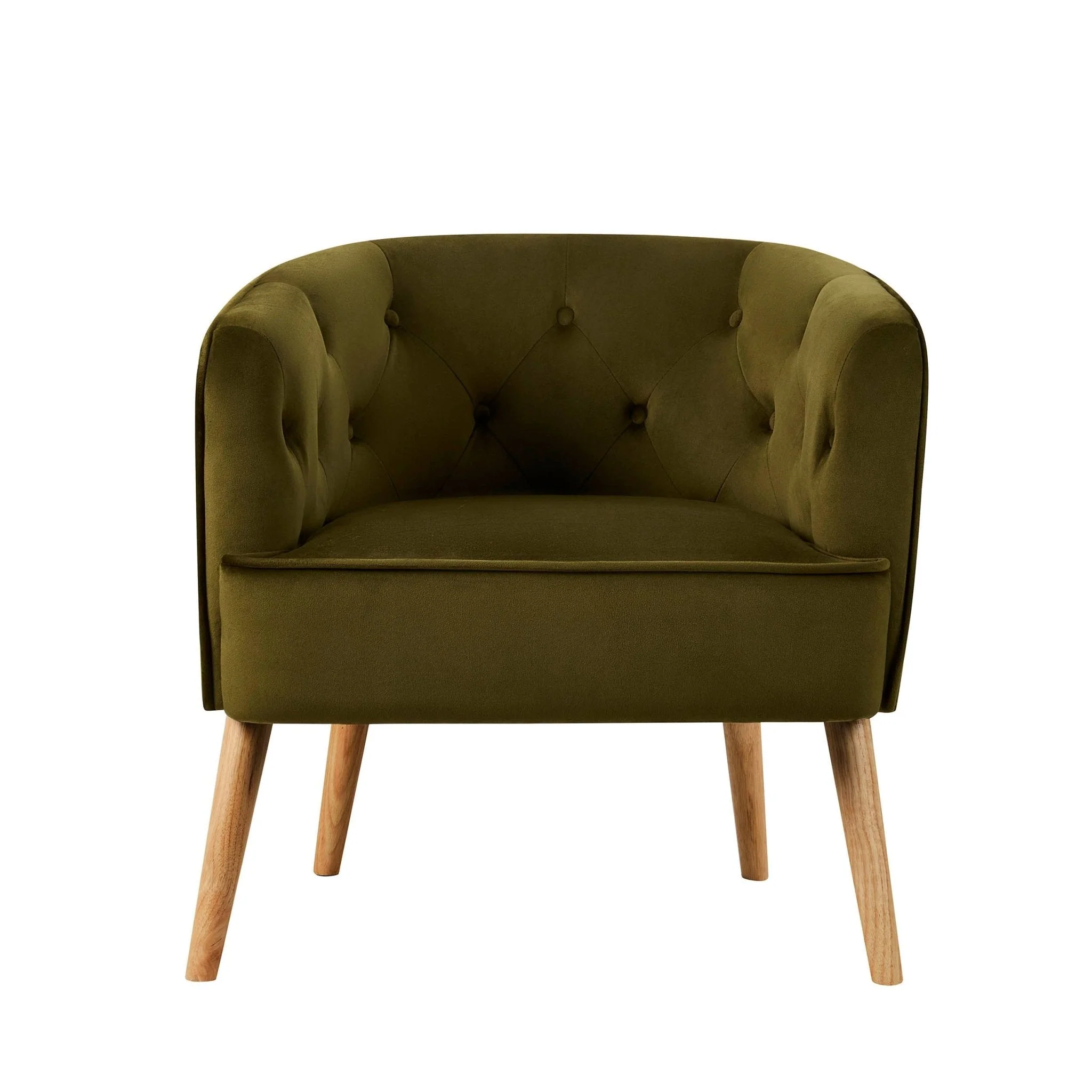Retro Rich Green Linen Accent Chair with Classic Frame for Living Room