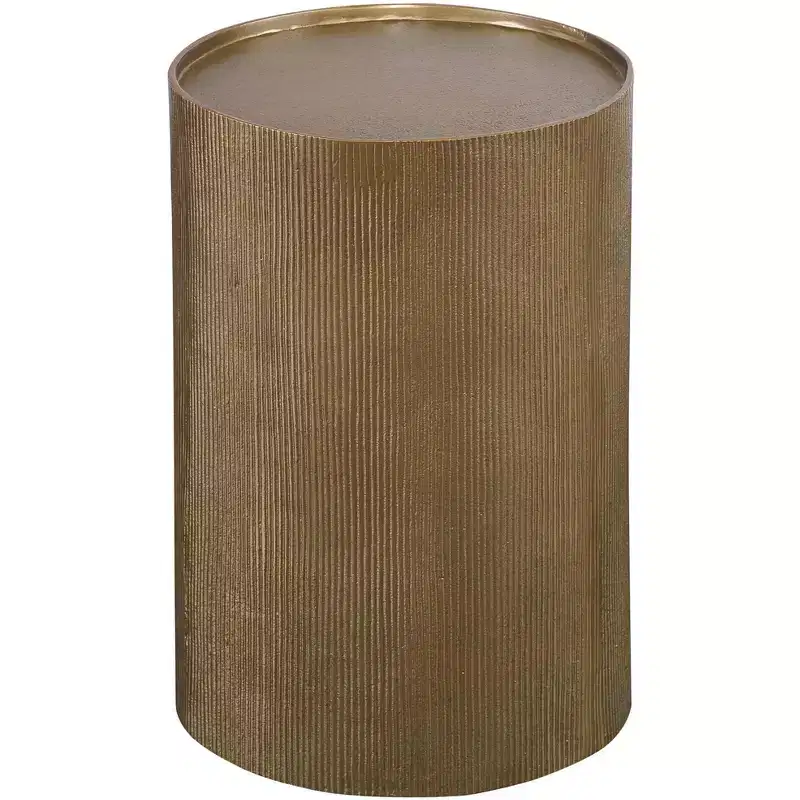Glam Aluminum Round Accent Table 12 Wide Antique Gold for Living Room Bedroom Bedside Entryway House Office Bathroom