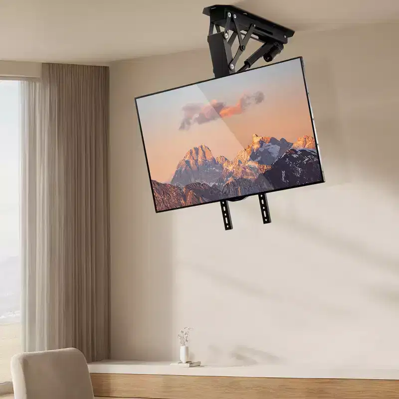 VEVOR Motorized Ceiling TV Mount, TV Wall Mount for 32 to 65 Inch TV, Electric Adjustable Ceiling TV Mount, Motorized Flip Down TV Mount, Black