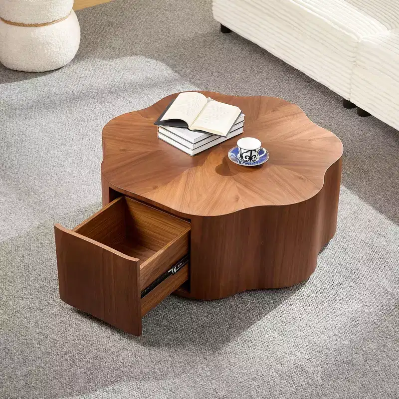 GDFStudio Julian Rustic Wooden Coffee Table with Hidden Drawer
