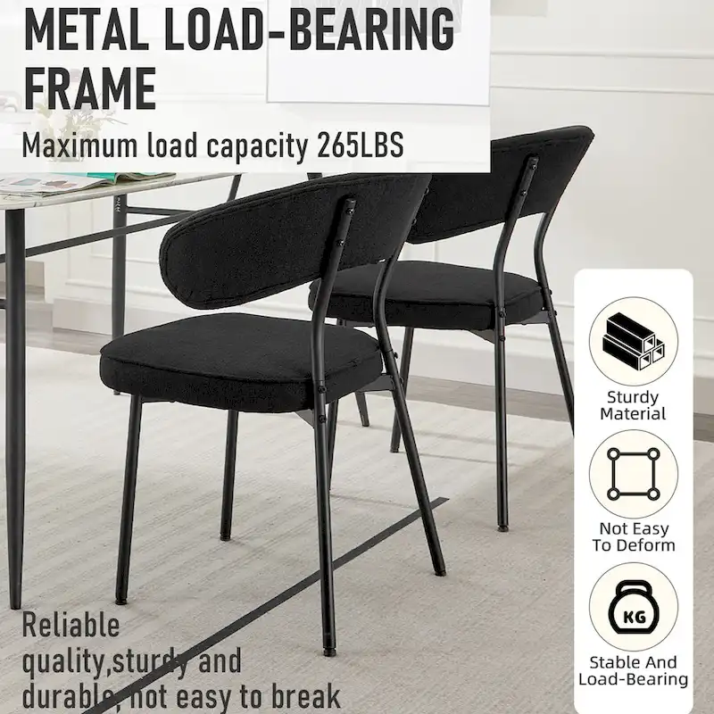 XINMICS Dining Chairs with Curved Backrest, Modern Fabric Upholstered Boucle Kitchen Dining Room Chairs Set of 2/4/6