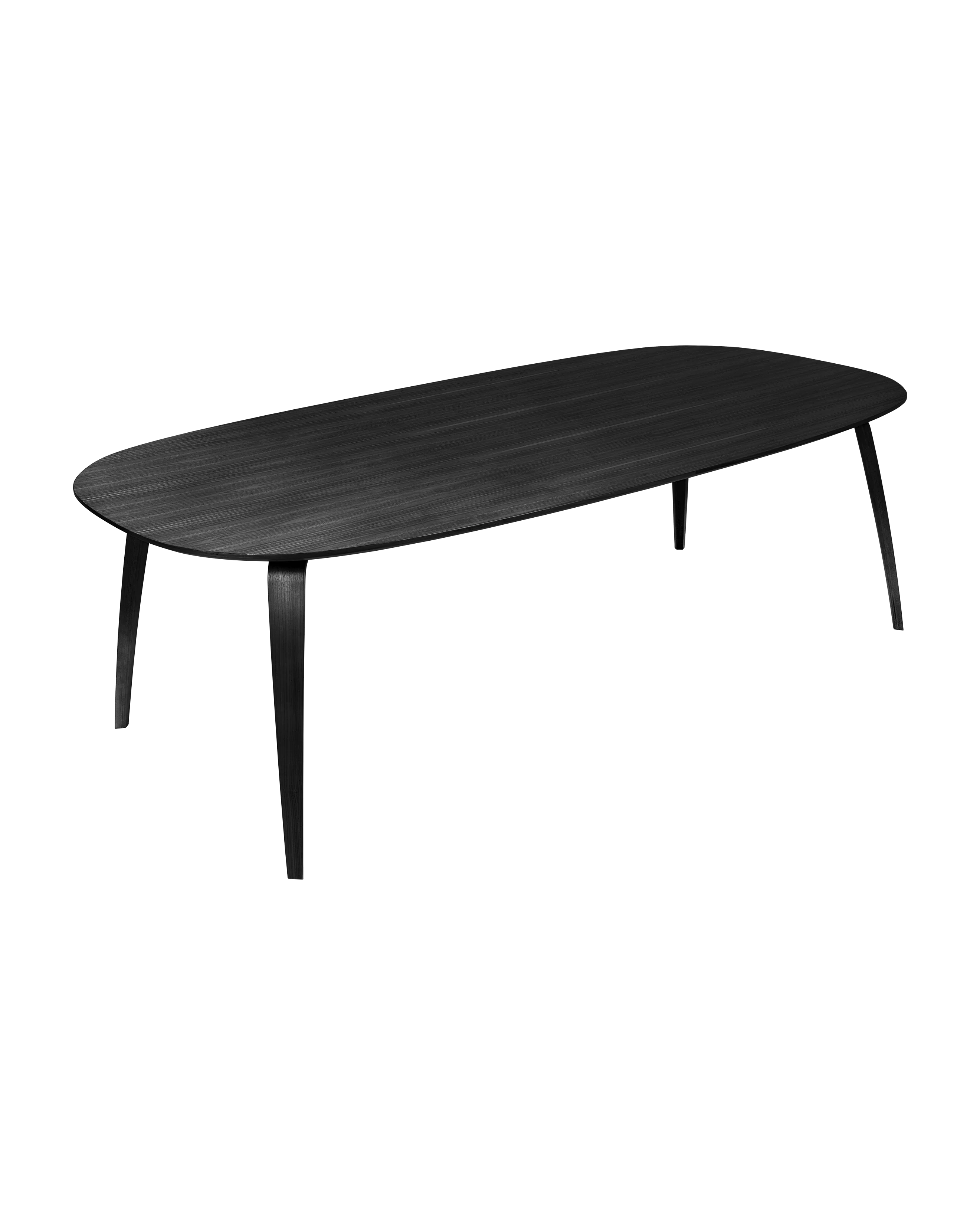 Scandinavian Black Ash Veneer Elliptical Dining Table with Laminated Wood Legs for Dining Room