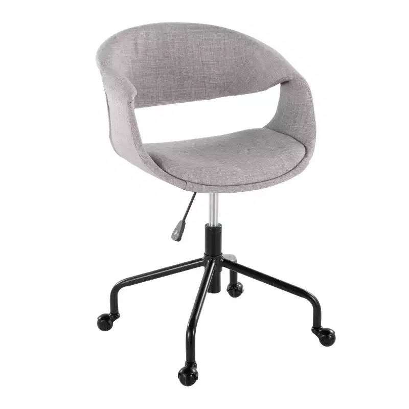 Upholstered 4-Stars Task Chair Black Metal/Gray Fabric