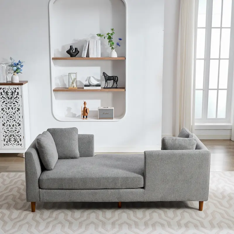 Wide Modern Double-Sided Upholstered Chaise Lounge