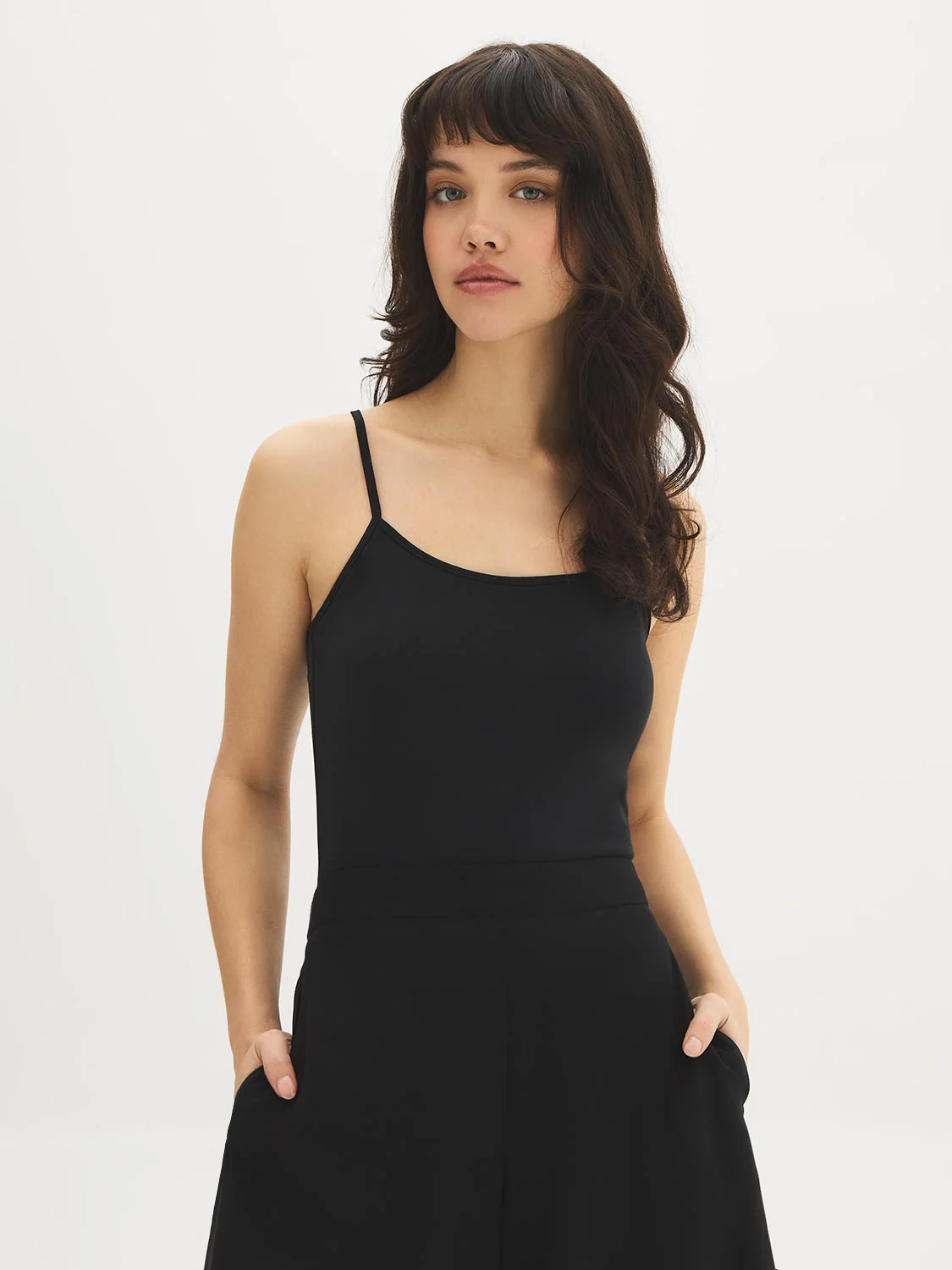 Cotton-Blend Scoop Neck Tank Top