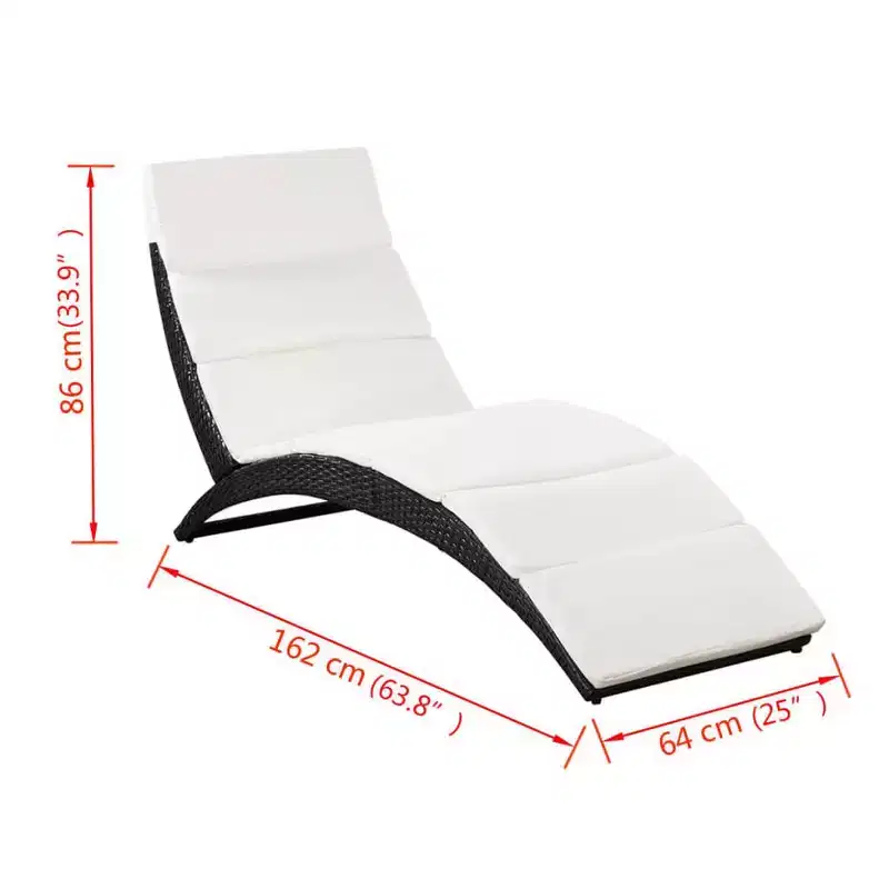 vidaXL Sun Lounger Black, Cream White
