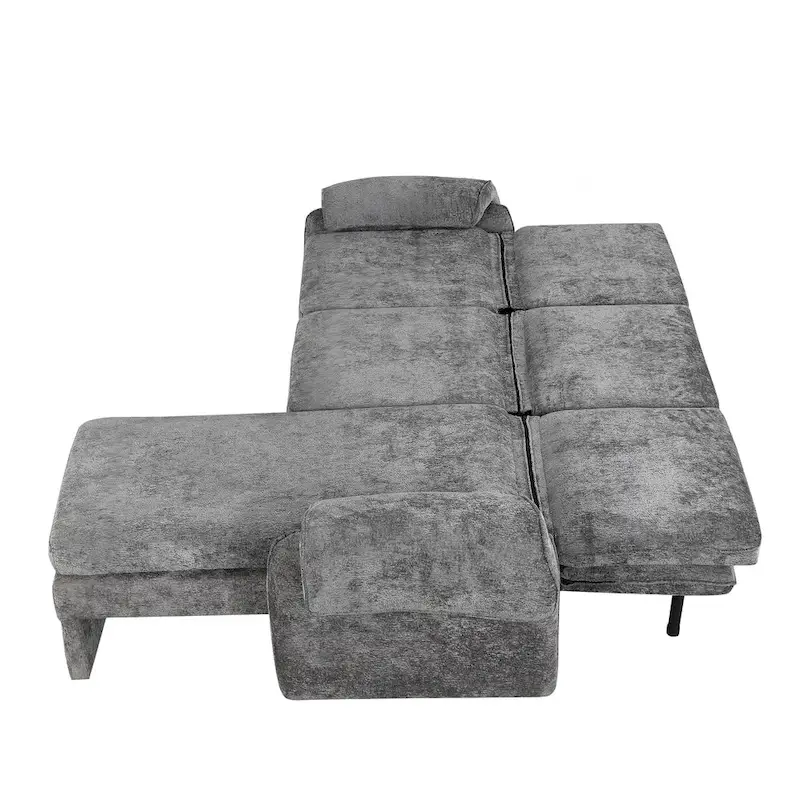 94.1 Chenille L-Shaped Futon Sofa with Adjustable Backrest & Reversible Chaise