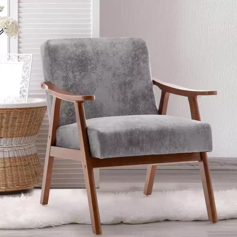 Accent Chairs for Bedroom, Mid-Century Modern Chair, Solid Wood Frame, Accent Chair Extra-Thick Backrest, Wingback Chair, Reading Room