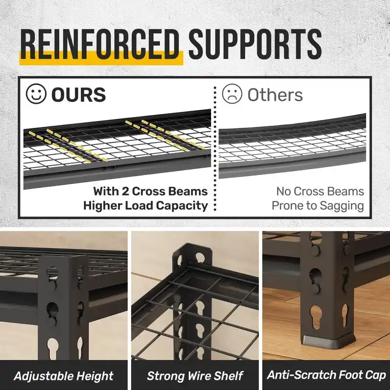 5-Tier Adjustable Metal Shelving Unit Heavy Duty Garage Industrial - N/A
