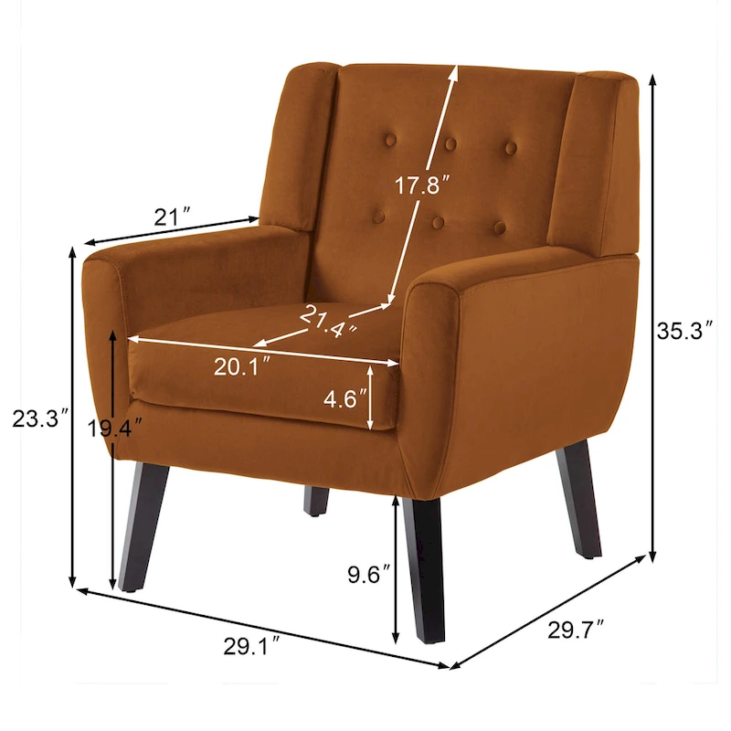Velvet Upholstered Armchair Tufted Accent Chairs Set of 2