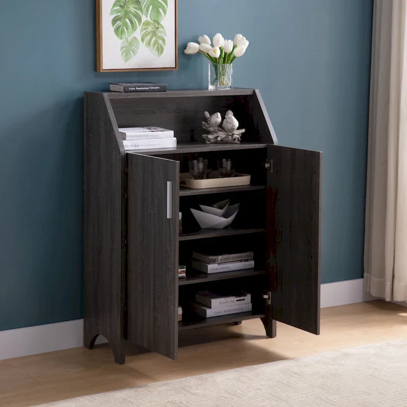 Two-Door Shoe Cabinet with 4 Interior Shelves