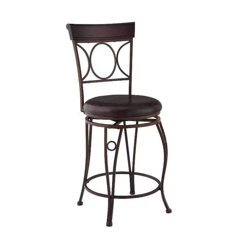 Circles Back 24" Upholstery Swivel Seat Counter Height Barstool Metal/Black - Linon: Elegant Design, Comfort Seating