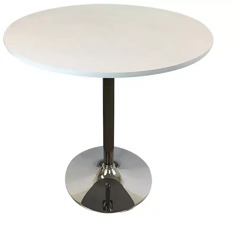 HomeRoots 36 Black and Silver Wood and Metal Pedestal Base Round Top Dining Table