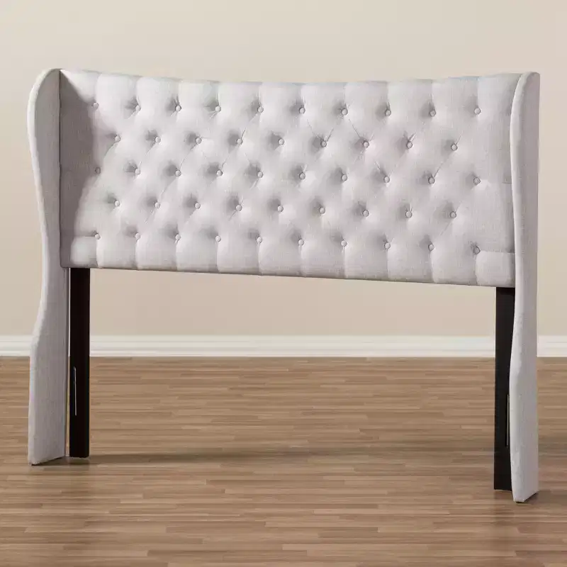 Modern Fabric Button Tufted Winged Headboard - Gray