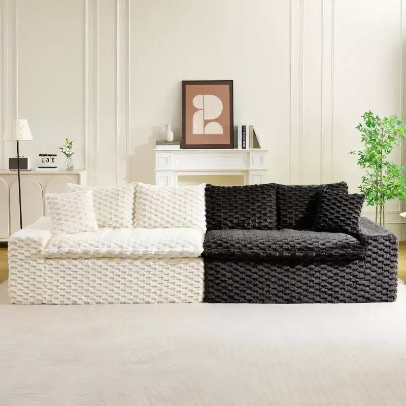 Modern Color-Blocked Modular Sectional Sofa, Deep Seat Turtle Velvet Cloud Sofa for Living Room, Bedroom, or Apartment-Panipeachy