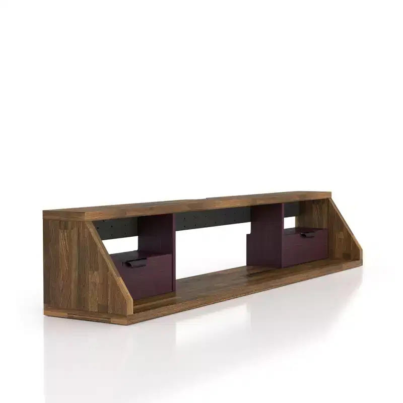 Fannister Floating TV Stand for TVs up to 70" Light Hickory - miBasics: Wall Mounted, Modern Entertainment Center