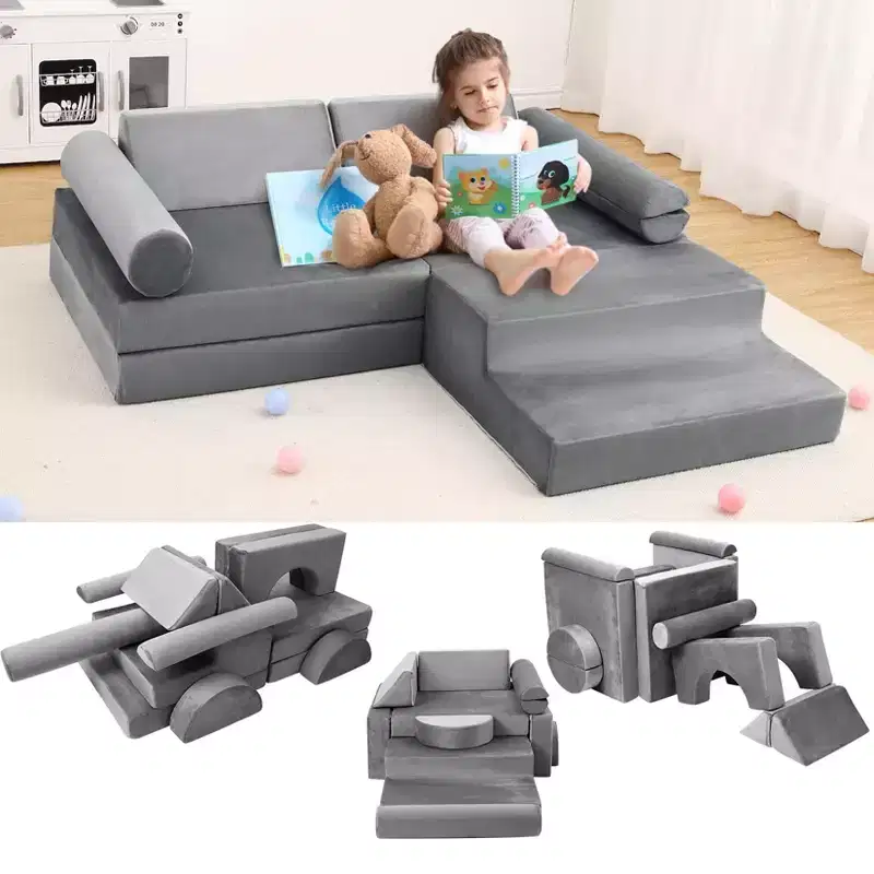 GustoWave 13PCS Modular Kids Play Sofa, Playhouse Play Set for Toddlers Babies, Toddler Couch Foam Play Couch