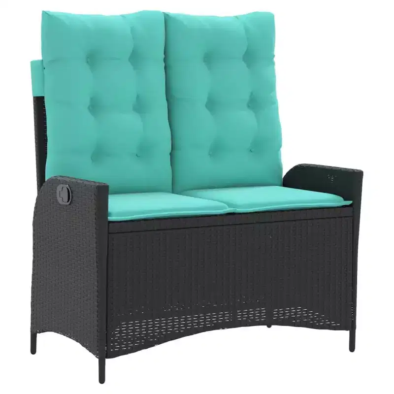 vidaXL Reclining Patio Bench with Cushions Seat Poly Rattan