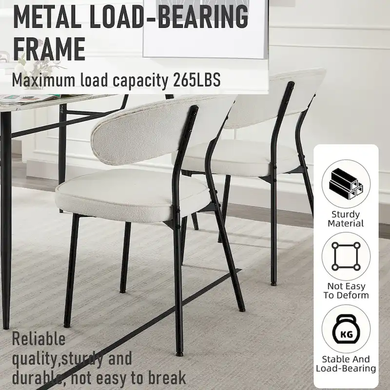 XINMICS Dining Chairs with Curved Backrest, Modern Fabric Upholstered Boucle Kitchen Dining Room Chairs Set of 2/4/6