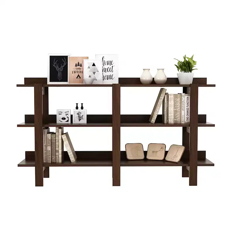 59'' 3 Tier Console Table with Storage Wooden Sofa Entryway Table Brown Walnut