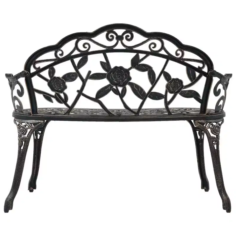 vidaXL Garden Bench Black Cast Aluminum, Cast Iron Medium