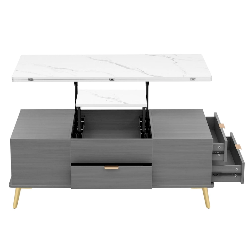 Modern Lift Top Coffee Table Multi Functional Table with Drawers