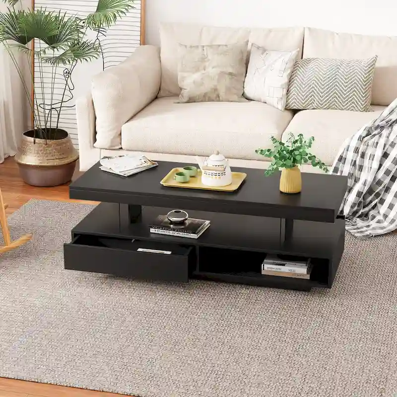 Coffee Table with 2 Drawers and Display Shelves
