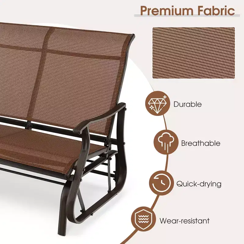 Costway 2-Person Patio Swing Glider Bench Loveseat Rocking Chair High Back Deck