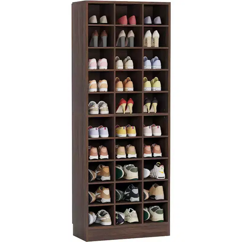 Tribesigns 10-Tier Shoe Storage Cabinet, Freestanding Wood Shoe Rack