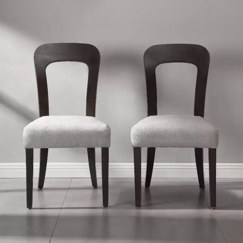 Set of 2 Wooden Dining Chairs, Modern Armless Side Chairs with Hollow Backrest, Padded Seat and 330 LBS Capacity for Living Room Kitchen