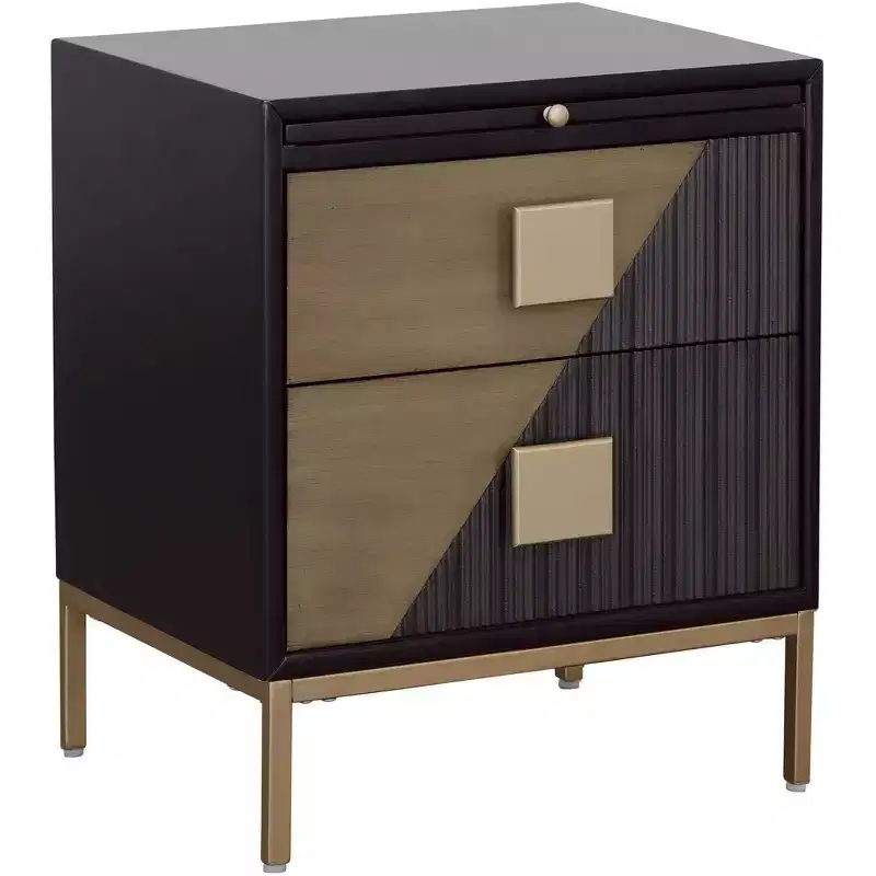 Coast to Coast Roma 20 Wide Black and Metallic 2-Drawer End Table