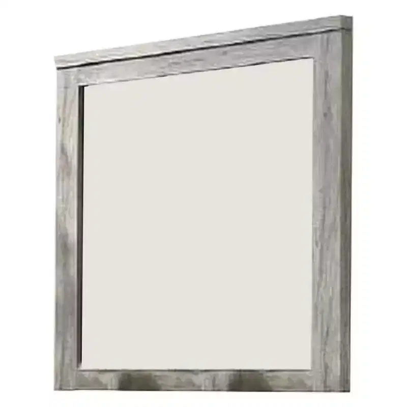 Rectangular Wall Mirror with Molded Frame & Decorative Details – Gray
