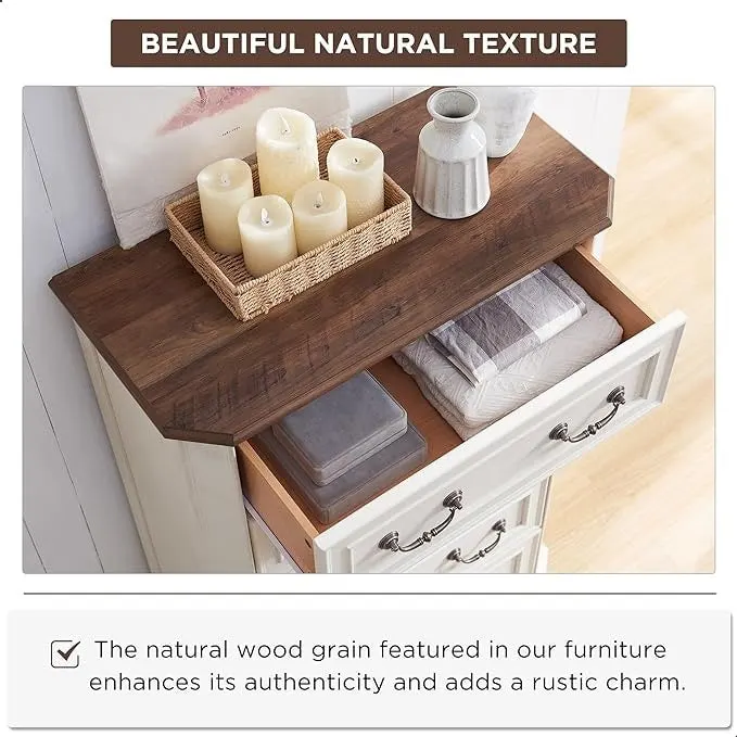 5-Drawer Dresser with Rustic Wood Finish
