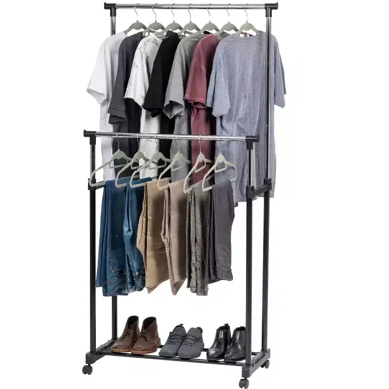 Adjustable Metal Clothes Rack, Garment Rack with Wheel