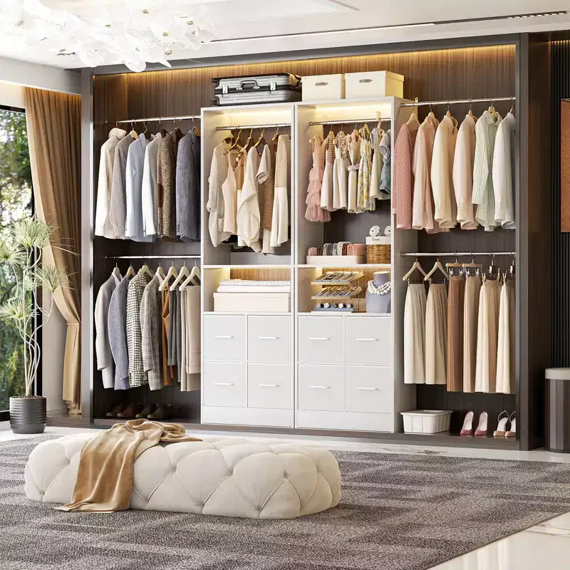 25 To 103 Closet System with Four Farbric Drawers