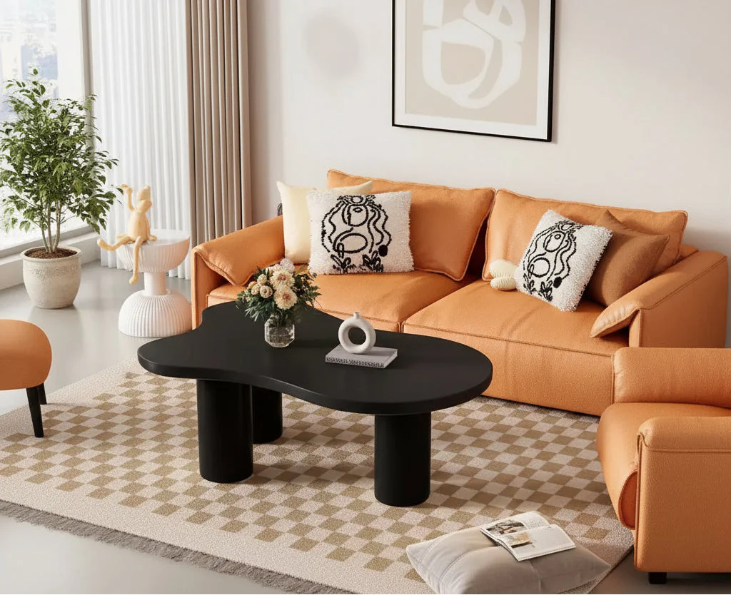37W Cloud-Shaped Coffee Table with 3 Legs – Irregular Abstract Design for Living Room