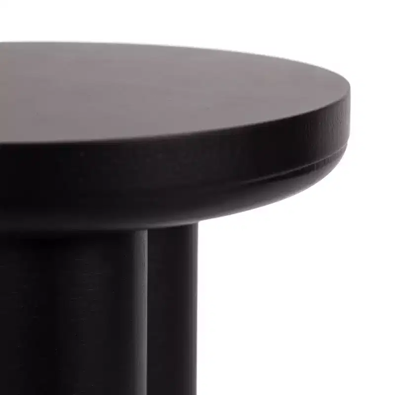 Round Drink Table with Chunky Tripod Wood Base, Black, 10