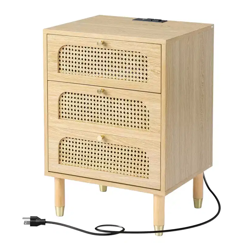 Karl Home 3-Drawer Natural MDF (Medium-Density Fiberboard) 18.9in. W Nightstands