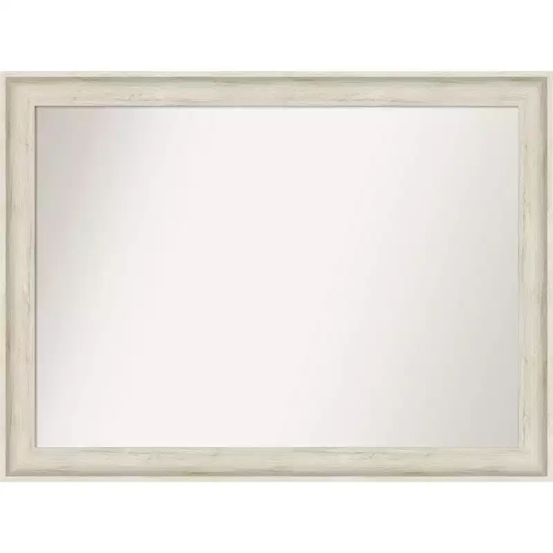43" x 32" Non-Beveled Regal Birch Cream Bathroom Wall Mirror - Amanti Art: Rectangle, Polystyrene Frame, Wall Mounted