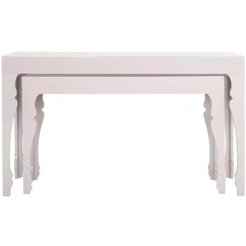 Beth Stacking Console Tables Set of 2 - White Lacquer