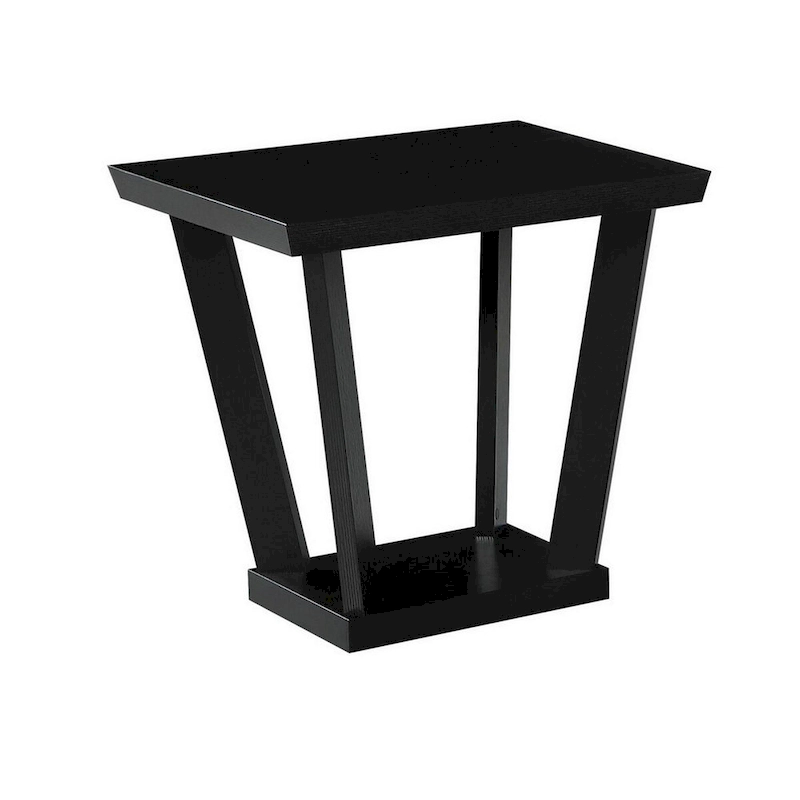 3 Piece Coffee Table Set, Angled Tapered Design, Black Rectangular Top