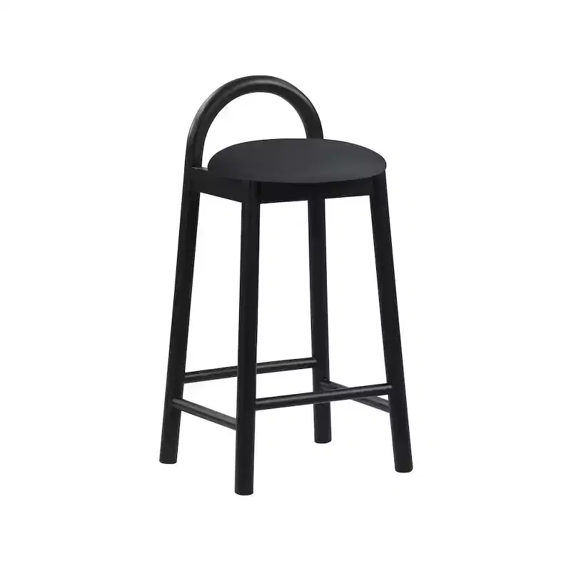Black Vegan Leather Stool