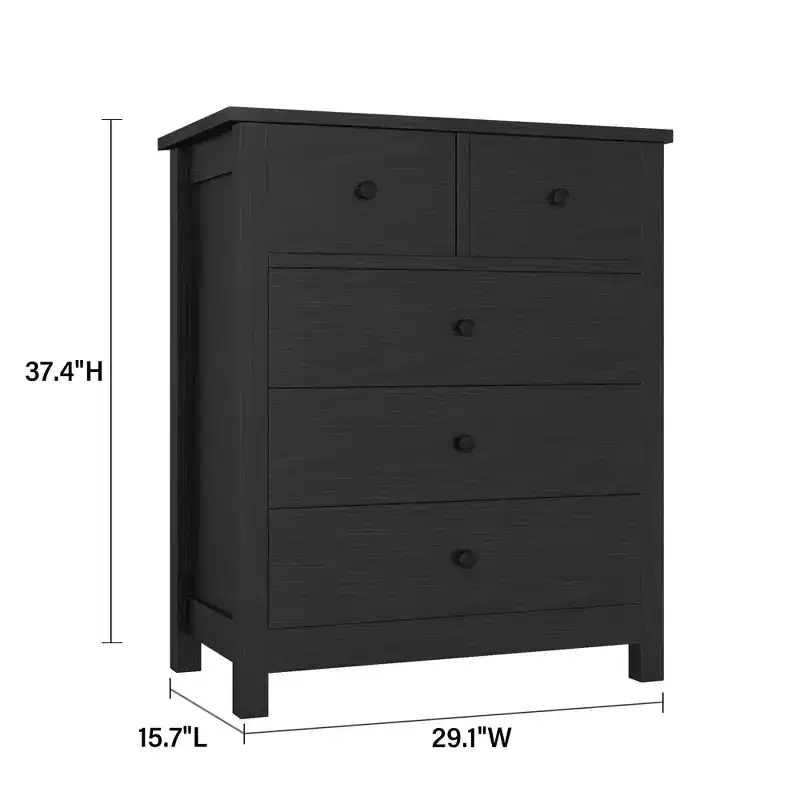 Fluted Dresser. 5-Drawer Tall Chest w/ Gold Metal Handles & Legs. Storage Organizer