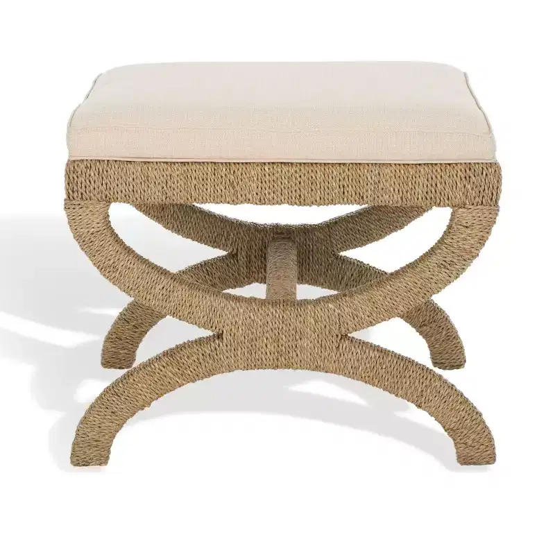 Aikan Woven Sea Grass Ottoman - CWK2007 - Natural/Beige - Safavieh Couture