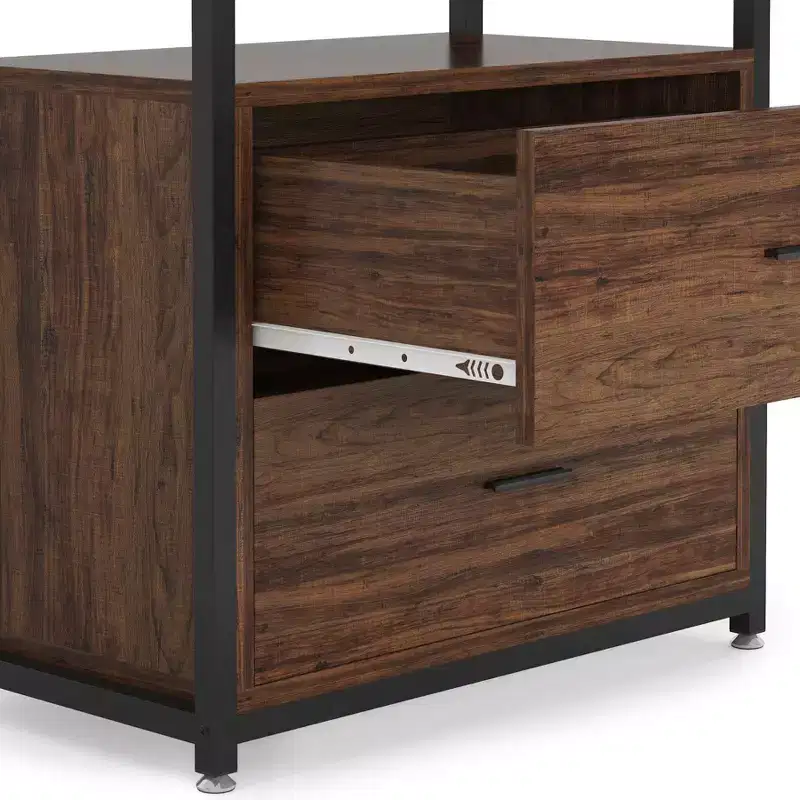 4-Tier Bookshelf with 2 Drawers – Metal Frame, Particle Board, 60